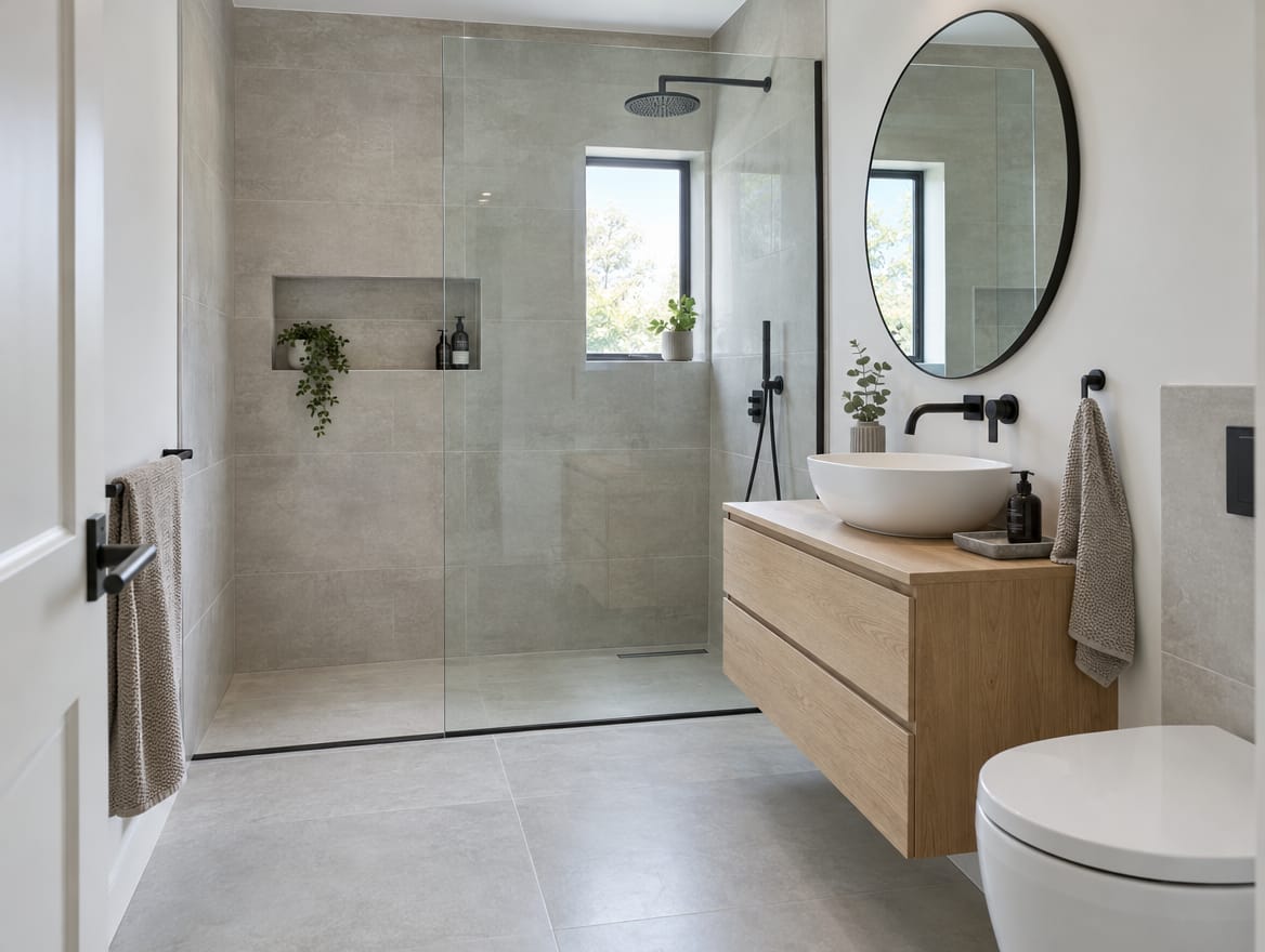 Salle de bain après les travaux, moderne